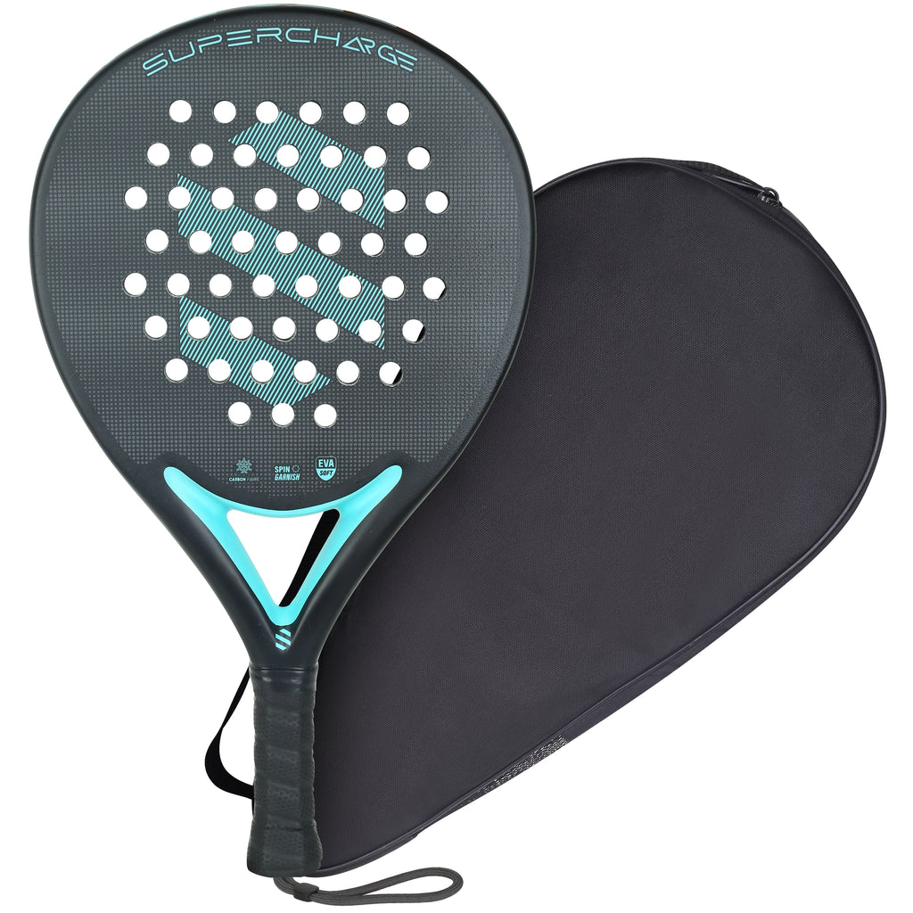 SportsBlue fibre and Carbon mix surface Padel Racket | Supercharge